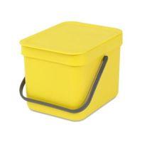 brabantia sort go yellow plastic square waste bin 6l