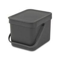 brabantia sort go grey plastic square waste bin 6l