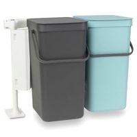 Brabantia Built-In Mint & Grey Plastic Rectangular Waste Bin Set 16L