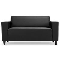 Brent Leather 2 Seater Sofa Black