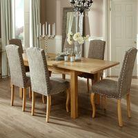 bromley 160 230cm dining set with 6 kensington fabric chairs