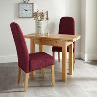 Brent 45-90cm Dining Set with 2 Marlow Fabric Chairs