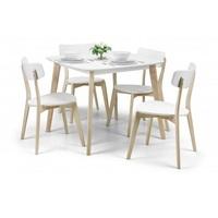 Bramley Dining Table Square In White With 4 Dining Chairs