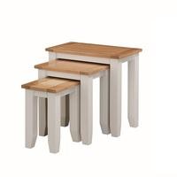 Brooklyn Wooden Nest of 3 Tables In Stone Painted