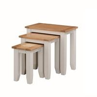 brooklyn wooden nest of 3 tables in stone painted