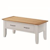 Brooklyn Wooden Coffee Table In Stone Painted With 1 Drawer
