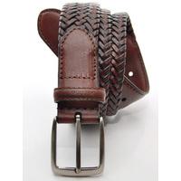 brown plaited spanish leather belt