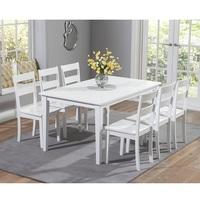 Bremen Wooden Dining Table In White With 6 Dining Chairs