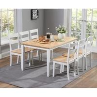 Bremen Dining Table In Oak And White With 6 Dining Chairs