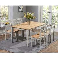 Bremen Dining Table In Oak And Grey With 6 Dining Chairs