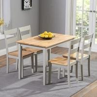 Bremen Dining Table In Oak And Grey With 4 Dining Chairs