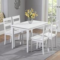 Bremen Wooden Dining Table In White With 4 Dining Chairs