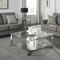 Bromley Glass Coffee Table With Polished Stainless Steel Base