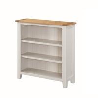 Brooklyn Wooden Low Bookcase In Stone Painted With 3 Shelf