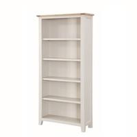 Brooklyn Wooden Tall Bookcase In Stone Painted With 5 Shelf