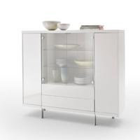 Brisbane White High Gloss Finish Sideboard With 2 Glass Door