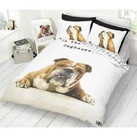 Brutus British Bulldog Single Reversible Paws Cotton Blend Duvet Cover Set