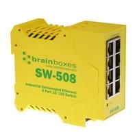 Brainboxes SW-508 Industrial Ethernet 8 Port Unmanaged Switch - Yellow