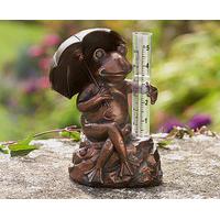 Bronze-Finish Frog Rain Gauge, Polyresin