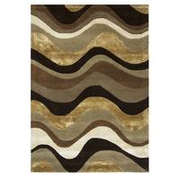 Brown Carved Wave Quality Rug Botanical Small