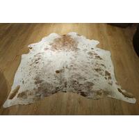 Brown & White Leather Cowhide Rug 190cm x 173cm