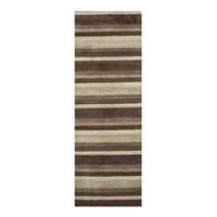 Brown Modern Striped Wool Rug - Toscana - 60 x 230cm (1ft 11\