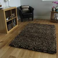 Brown Wool Shaggy Rug Moscow Small