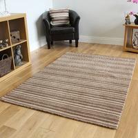Brown Contemporary Striped Wool Rug - Toscana - 60 x 230cm (1ft 11\