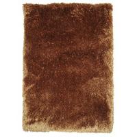 brown caramel polyester shaggy rug pearl 200x290