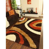 Brown & Terracotta Burnt Orange Chocolate Rust Shaggy Rugs 1954 Helsinki - 110cm x 160cm