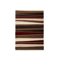 Brown Red Carved Stripe Contemporary Rug Jawa 120X170