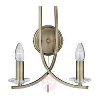 Brass Ascona wall light of antique design, 2 bulbs