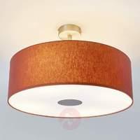 Brown Gala LED ceiling light with chintz lampshade