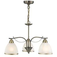 Brahama Antique Brass 3 Lamp Ceiling Light With Opal Glass