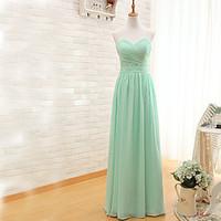 Bridesmaid Dress Floor-length Chiffon - Sheath / Column Sweetheart with Criss Cross