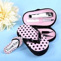 Bridesmaids / Bachelorette - 4 Piece Pedicure Kit With Pink Polka Dot Flip Flop Case Beter Gifts Wedding Favors