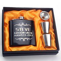 Bride / Groom / Bridesmaid / Groomsman Gifts Piece/Set Hip Flasks Modern Congratulations Stainless Steel Personalized Hip Flasks Black