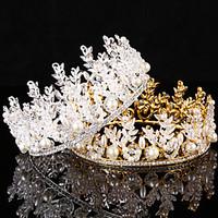 Bride\'s Rhinestone Imitation Pearl Forehead Wedding Crown Tiaras Headwear 1 Pieces
