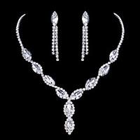 Bridal Jewelry Sets AAA Cubic Zirconia Unique Design Pendant Initial Jewelry Cubic Zirconia Alloy Oval 1 Necklace 1 Pair of Earrings For