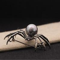 brooches imitation pearl pearl alloy black silver animal design imitat ...