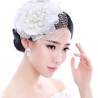 brides white lace flower veil wedding fascinators hat hair jewelry