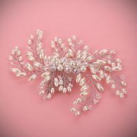 brides luxury pearl rhinestone crystal hair comb wedding hair jewelry  ...