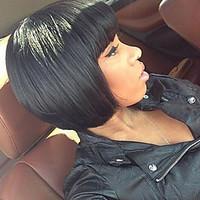 Brazilian Virgin Straight Human Hair Bob Wig Unprocessed Short Human Hair Wigs With Bang For Black Women