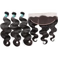 Brazilian Virgin Hair Body Wave 3 Bundles Unprocessed Human Hair Weave with 1 Pcs 13×4 Ear To Ear Lace Frontal Closure