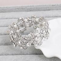 Bracelet Bangles Crystal Alloy Leaf Natural Wedding Party Jewelry Gift Silver, 1pc