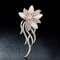 Brooches Pin Rhinestone Alloy Rhinestone Gold Flower Style Jewelry Party Casual Women Garment Accessories