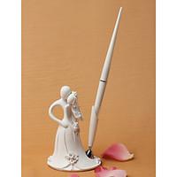 Bride and Groom Design Wedding Pen Set in White Resin