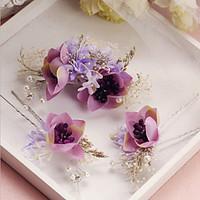 brides flower shape crystal forehead wedding accessories hair pin 1 se ...