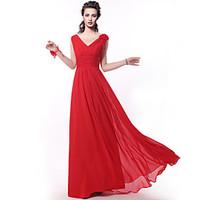 Bridesmaid Dress Floor-length Chiffon - A-line Straps with Criss Cross