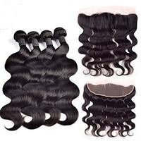 Brazilian Human Hair With Lace Frontal Body Wave Ear To Ear 13X4 Lace Frontal With Bundles Lace Frontal